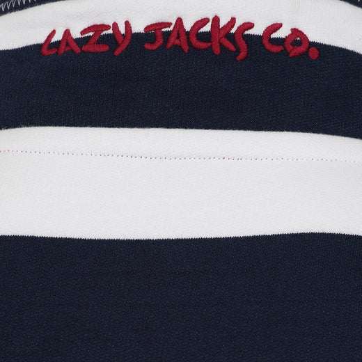 LJ39 - Mens Striped 1/4 Zip Sweatshirt - Marine