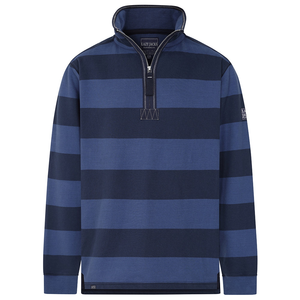 LJ39 - Mens Striped 1/4 Zip Sweatshirt - Denim