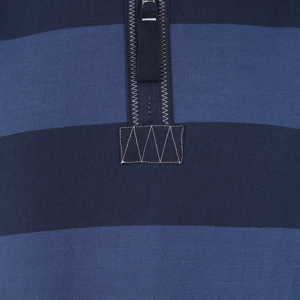 LJ39 - Mens Striped 1/4 Zip Sweatshirt - Denim