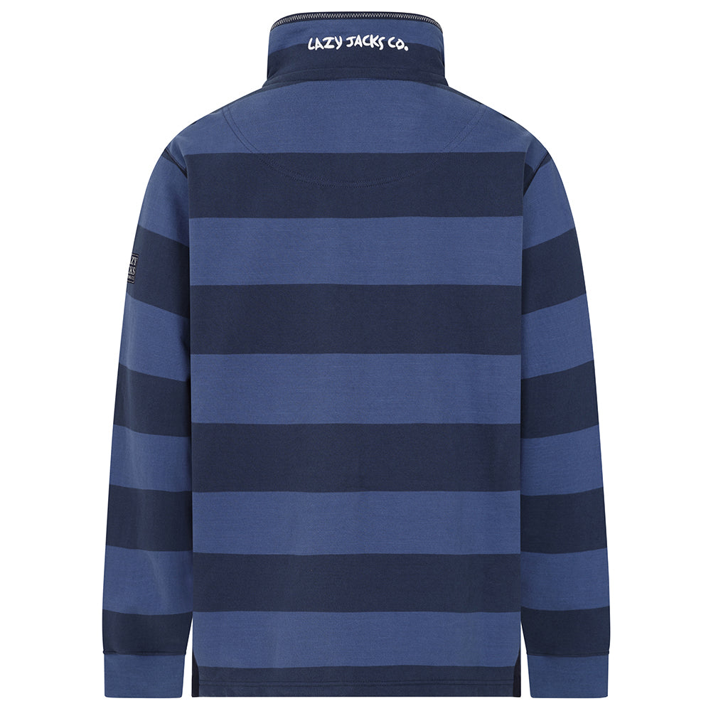 LJ39 - Mens Striped 1/4 Zip Sweatshirt - Denim