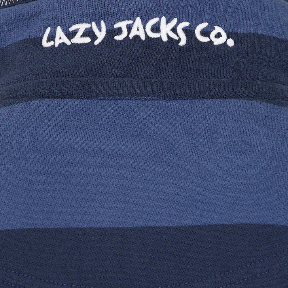 LJ39 - Mens Striped 1/4 Zip Sweatshirt - Denim