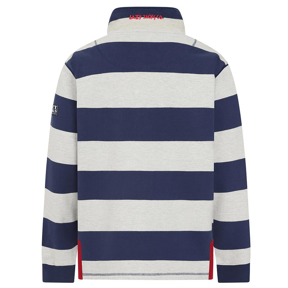 LJ39 - Striped 1/4 zip sweatshirt - Grey Marle