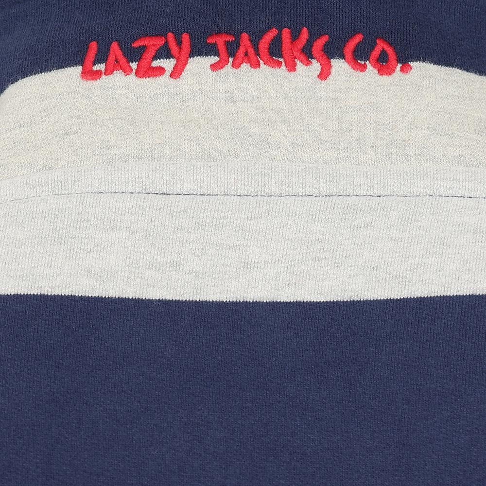 LJ39 - Striped 1/4 zip sweatshirt - Grey Marle