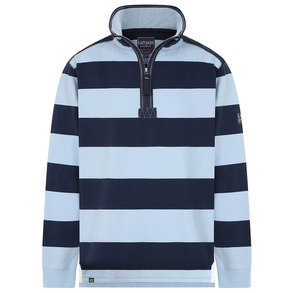 LJ39 - Mens Striped 1/4 Zip Sweatshirt - Sky