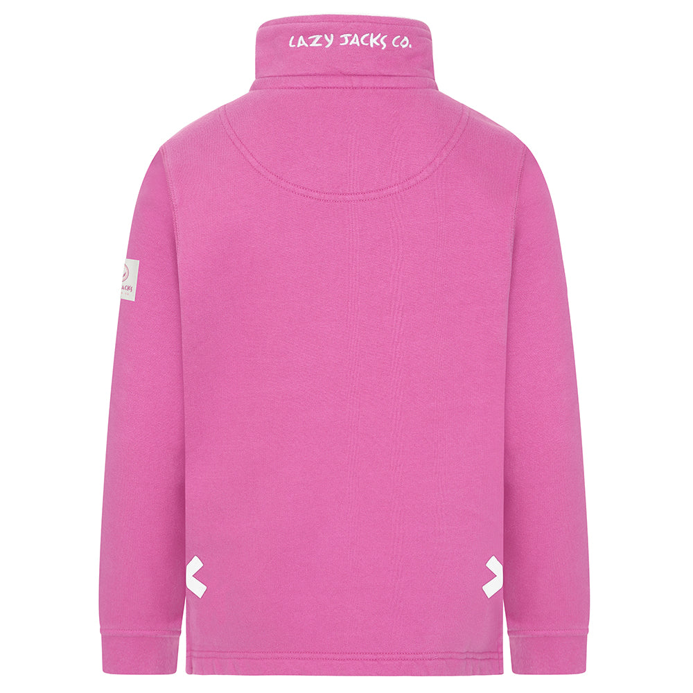 LJ3C - Girls Quarter Zip Sweatshirt - Raspberry