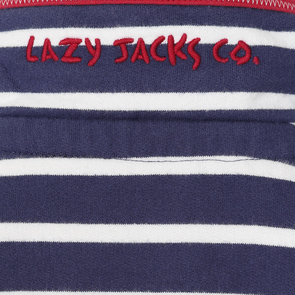 LJ51C - Boys Striped 1/4 Zip Sweatshirt - Marine/Red