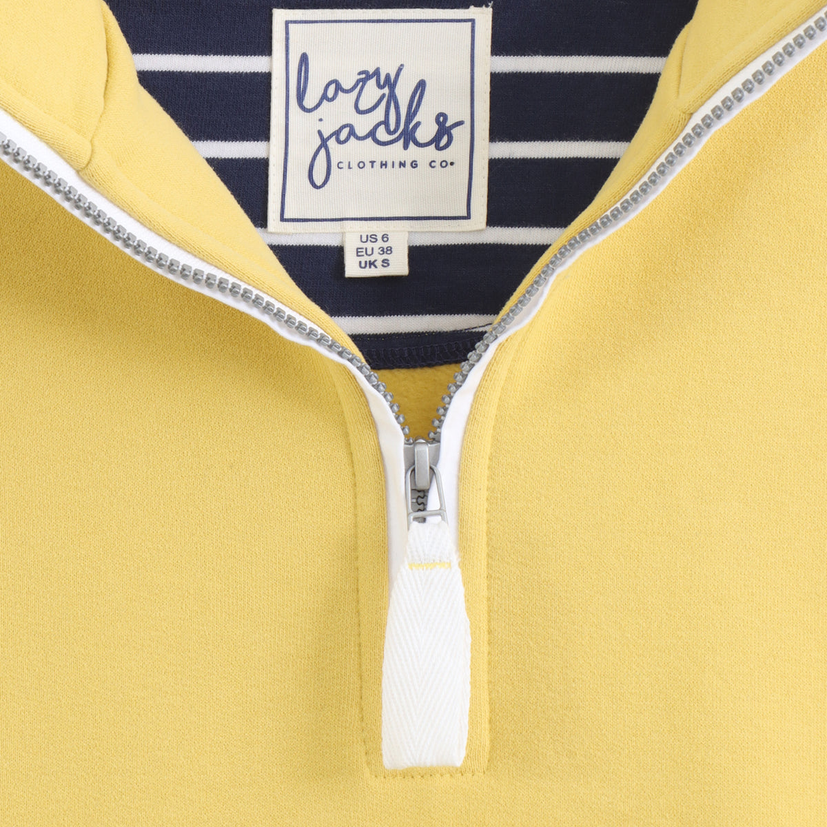 LJ3 - Supersoft 1/4 Zip Sweatshirt - Lemon With White Trim
