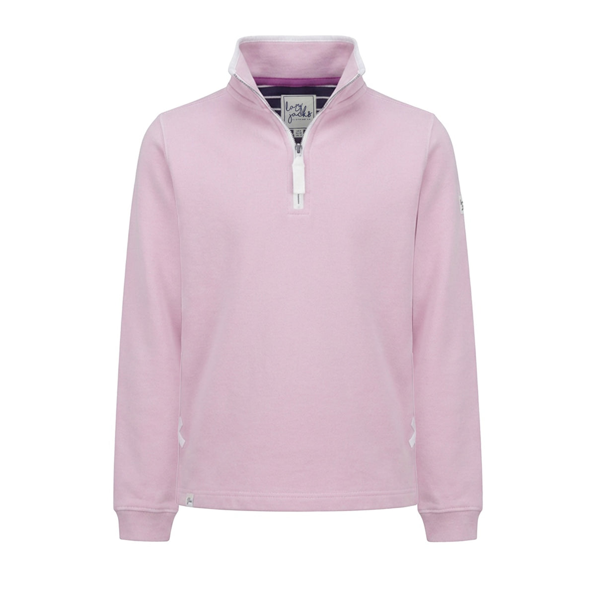 LJ3 - Supersoft 1/4 Zip Sweatshirt - Pink With White Trim