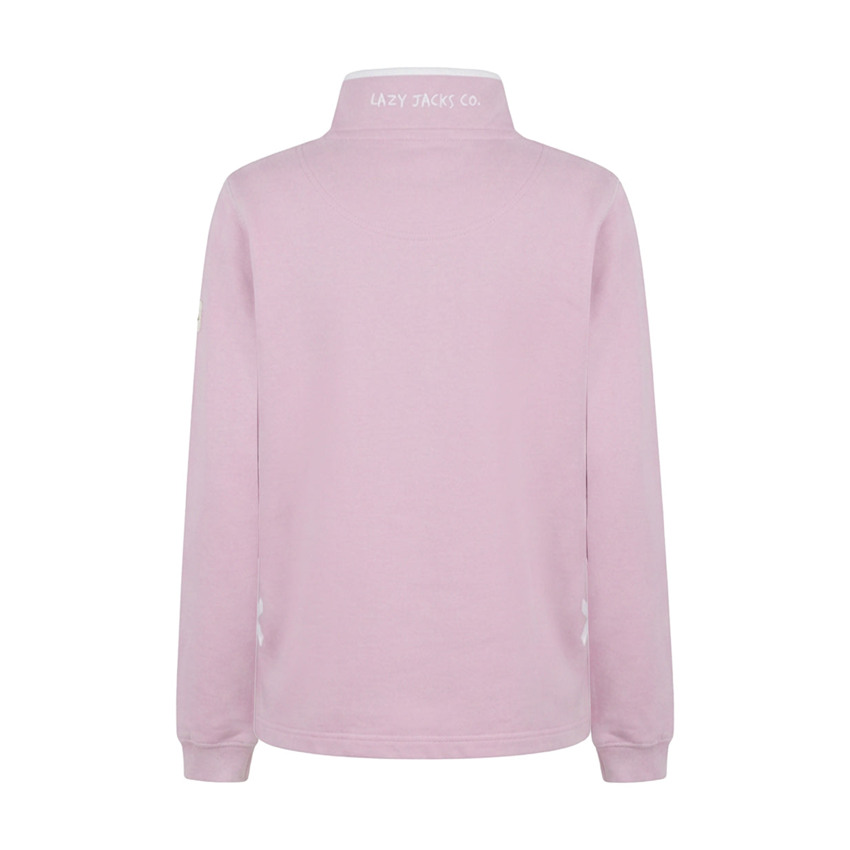 LJ3 - Supersoft 1/4 Zip Sweatshirt - Pink With White Trim