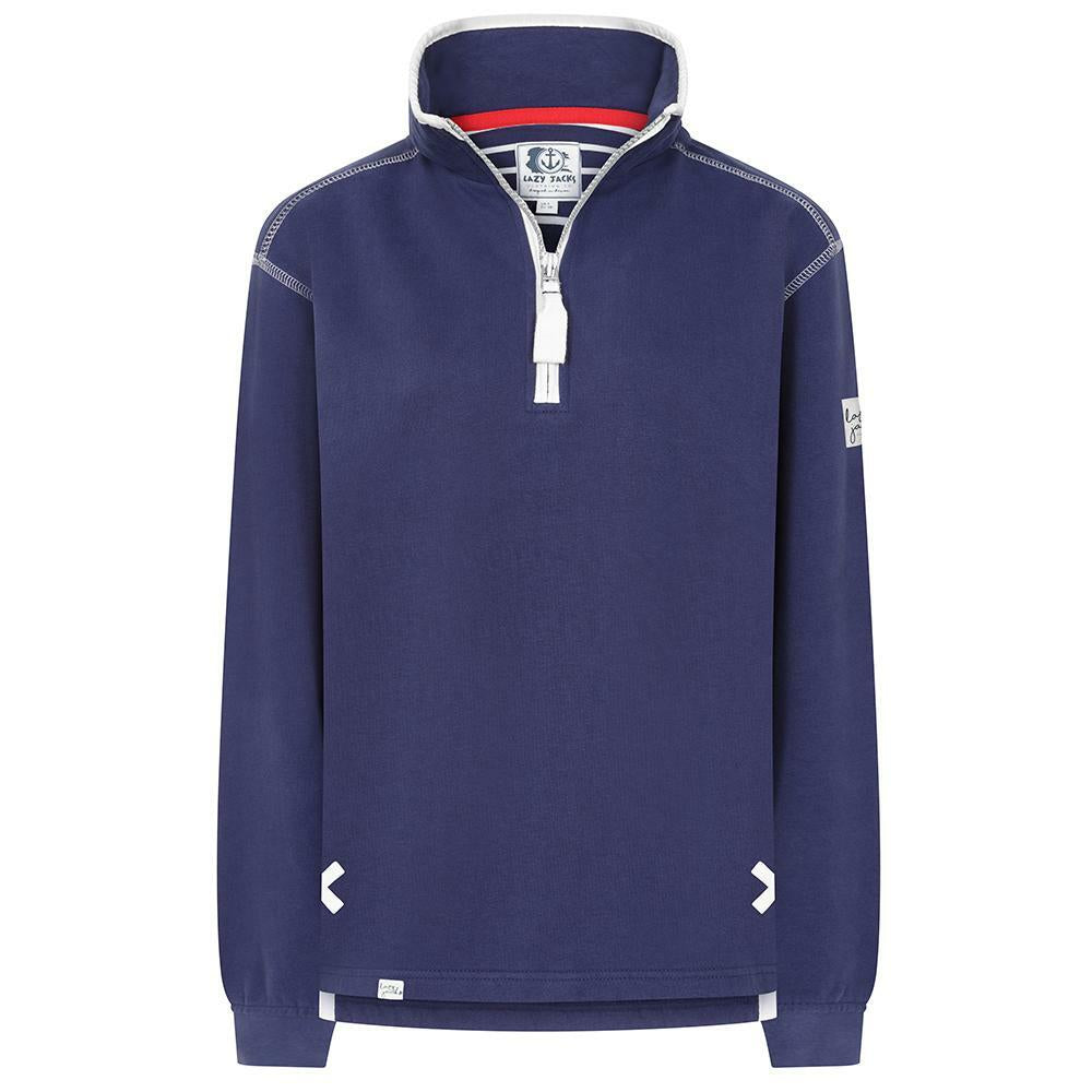 LJ3 - Ladies Quarter Zip Sweatshirt - Twilight with White Trim