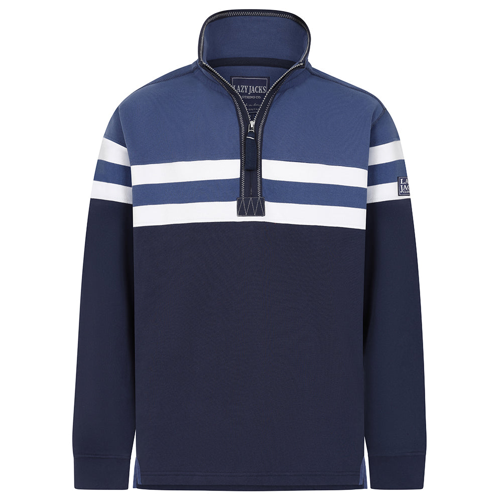 LJ51 - Men's Striped 1/4 Zip Sweatshirt - Denim
