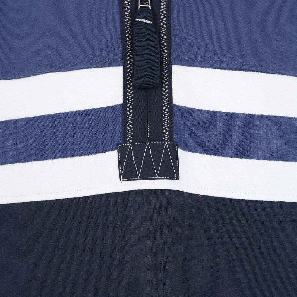 LJ51 - Men's Striped 1/4 Zip Sweatshirt - Denim