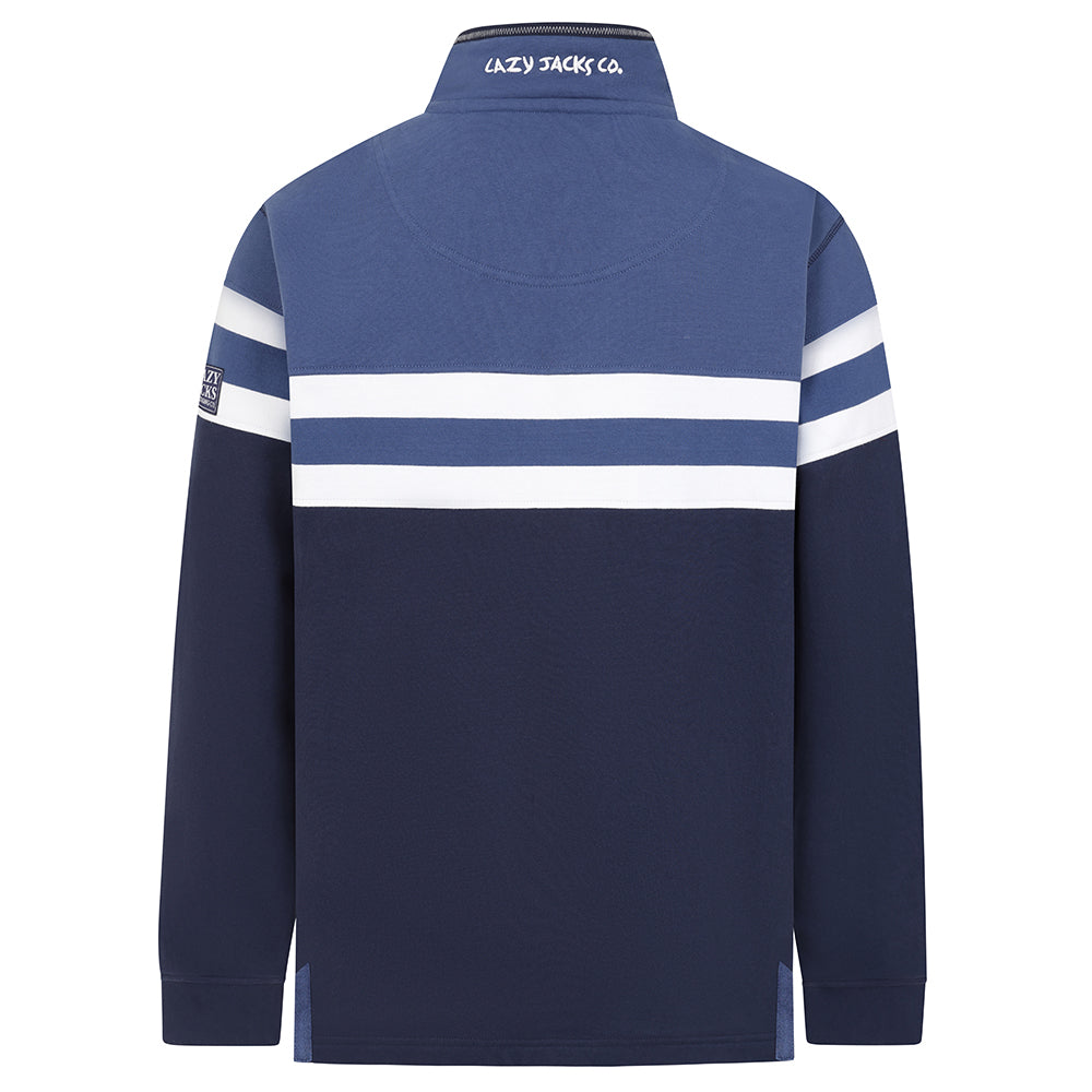 LJ51 - Men's Striped 1/4 Zip Sweatshirt - Denim