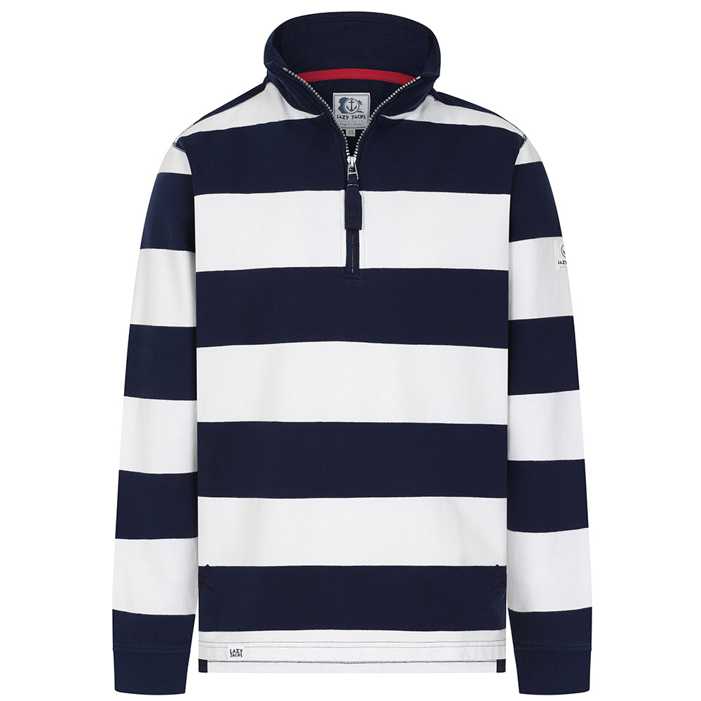 LJ51 - Striped Sweatshirt - Marine and White