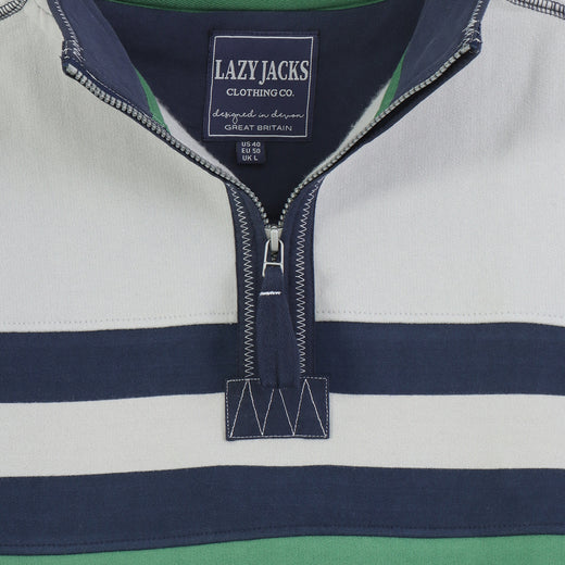 LJ51 - Men's Striped 1/4 Zip Sweatshirt - Seaweed