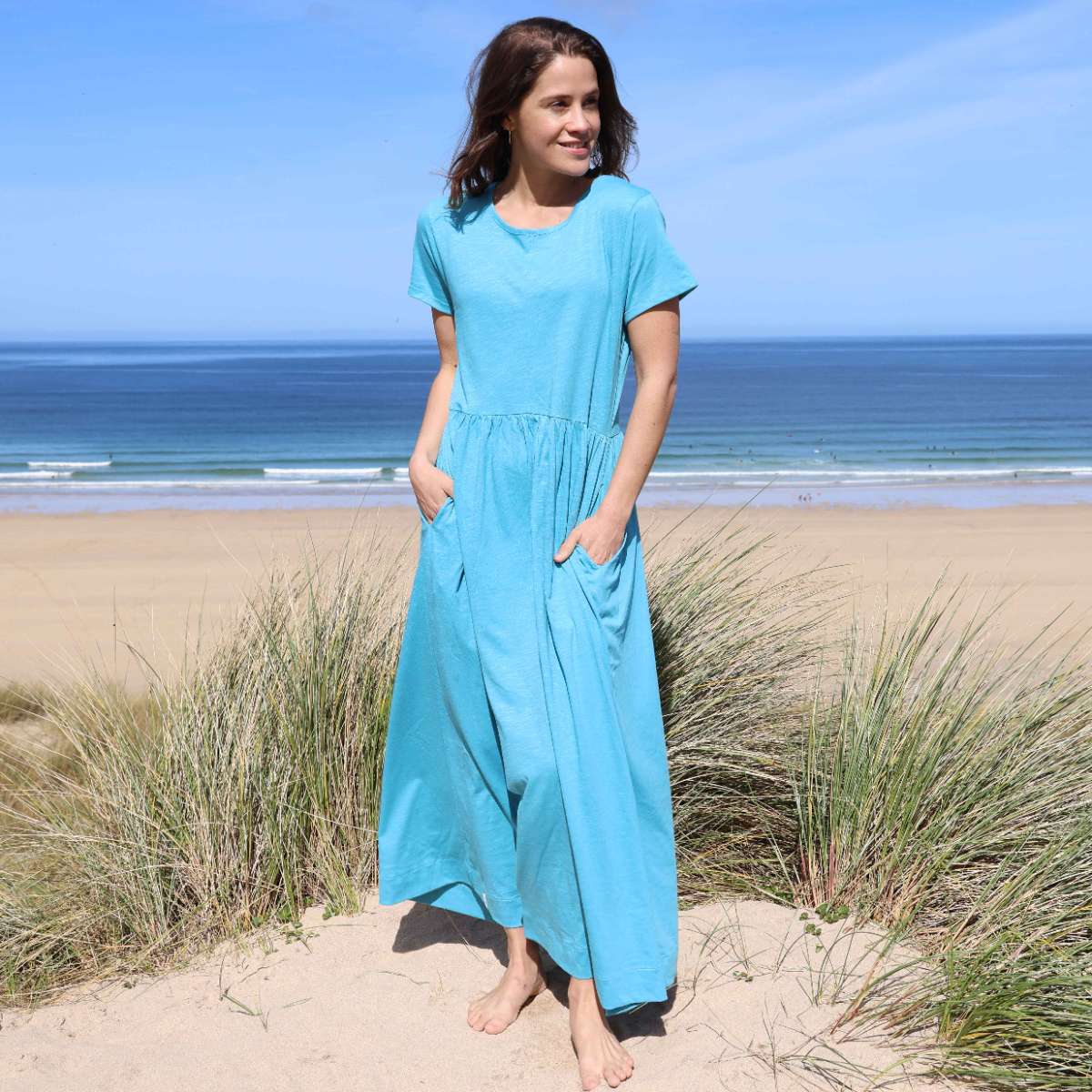 LJ525 - Ladies Long Gathered Dress - Spearmint