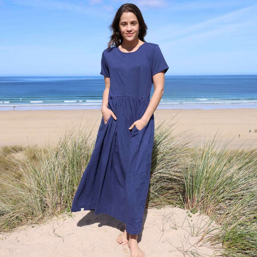 LJ525 - Ladies Long Gathered Dress - Twilight