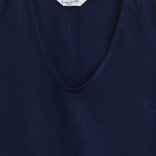 LJ526 - Long Linen Dress - Midnight
