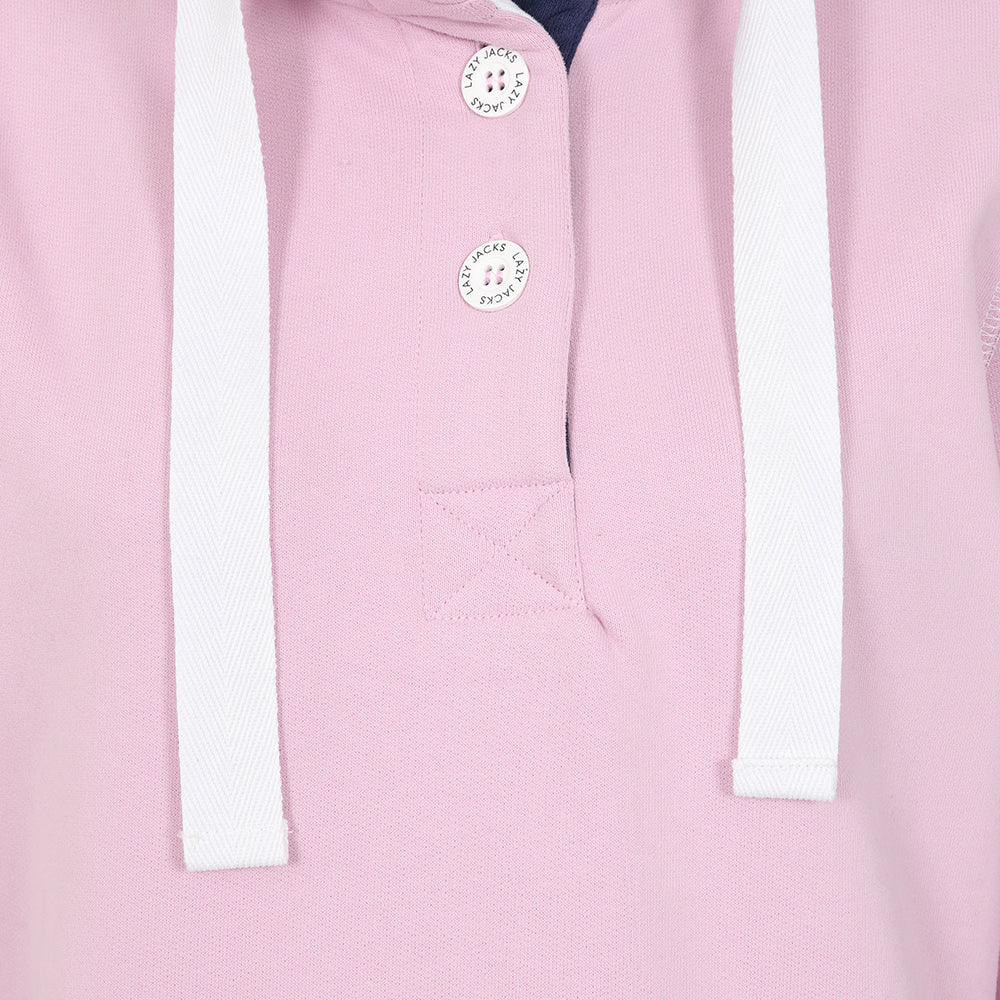 LJ5 - Ladies Button Neck Sweatshirt - Pink