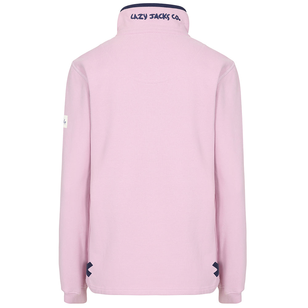 LJ5 - Ladies Button Neck Sweatshirt - Pink
