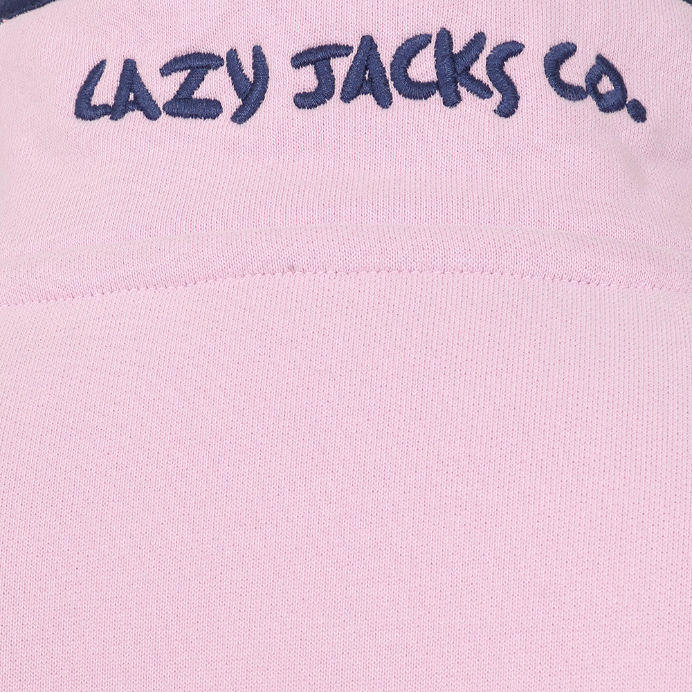 LJ5 - Ladies Button Neck Sweatshirt - Pink