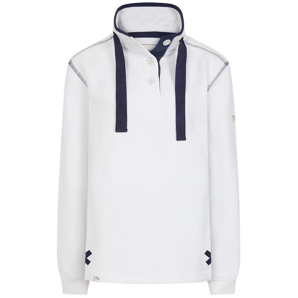 LJ5 - Ladies Button Neck Sweatshirt - White
