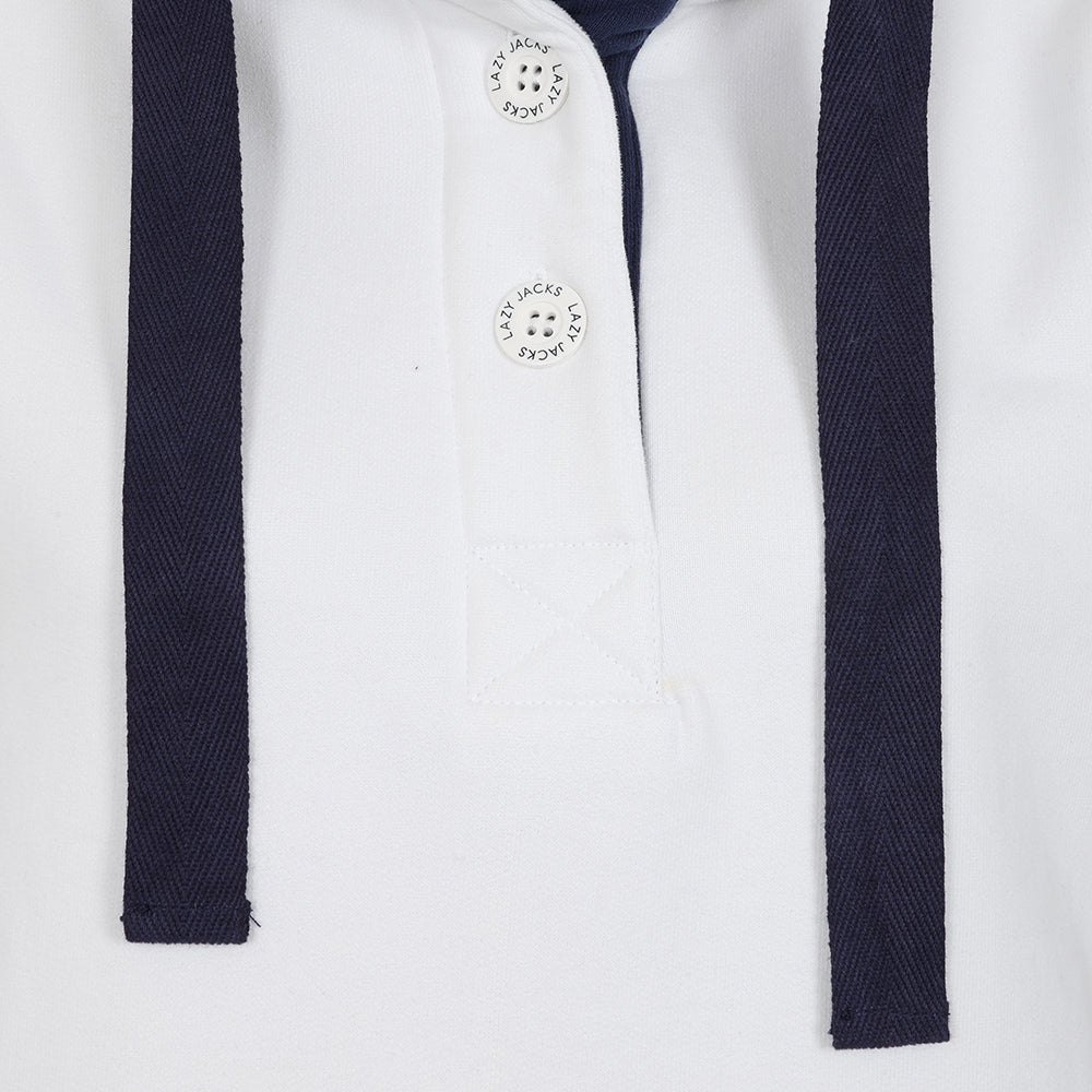 LJ5 - Ladies Button Neck Sweatshirt - White