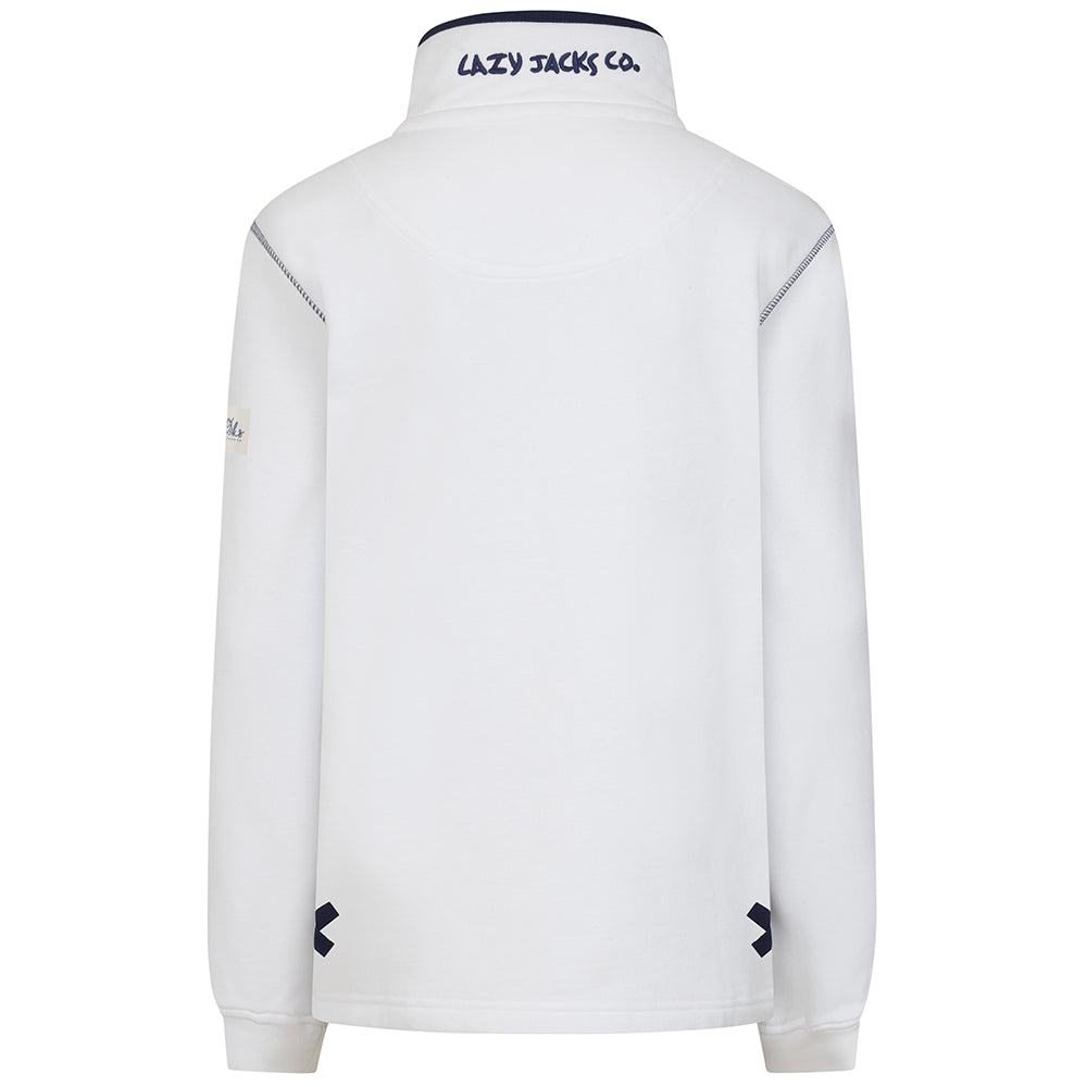 LJ5 - Ladies Button Neck Sweatshirt - White