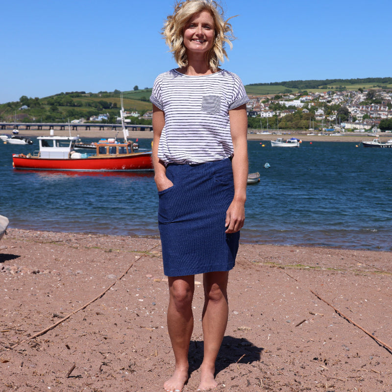 LJ600 - Cotton Skirt - Indigo
