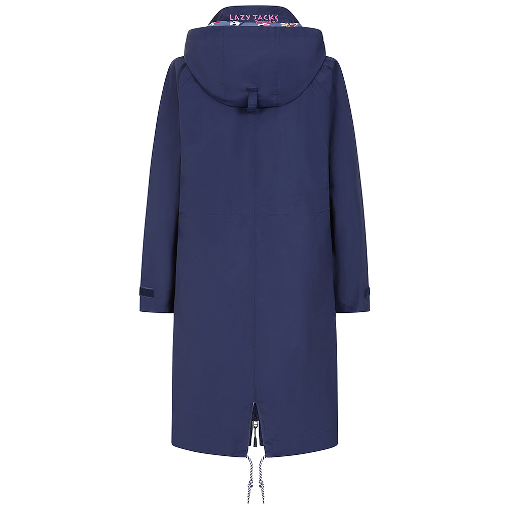 LJ67 - Ladies Long Waterproof Coat - Marine Posy