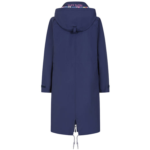 LJ67 - Ladies Long Waterproof Coat - Marine Posy
