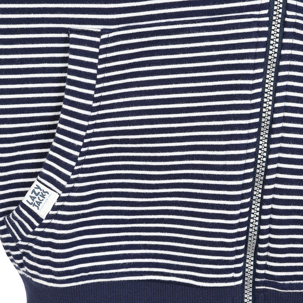 LJ68 - Mens Striped Hooded Zip Thru Sweatshirt - Marine
