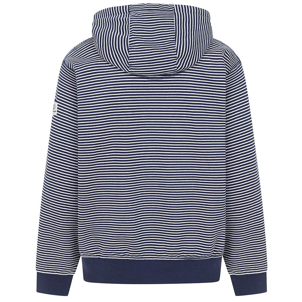 LJ68 - Mens Striped Hooded Zip Thru Sweatshirt - Marine