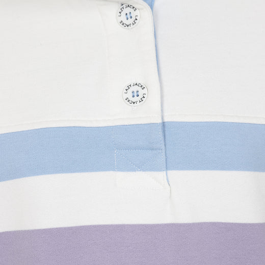 LJ6 - Striped Button Neck Sweatshirt - Pastel