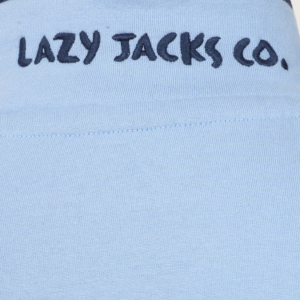 LJ6 - Striped Button Neck Sweatshirt - Sky