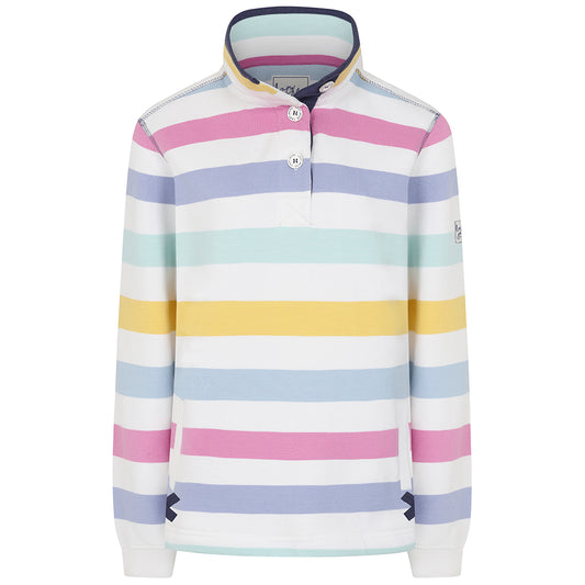 LJ6 - Ladies Striped Button Neck Sweatshirt - Watercolours