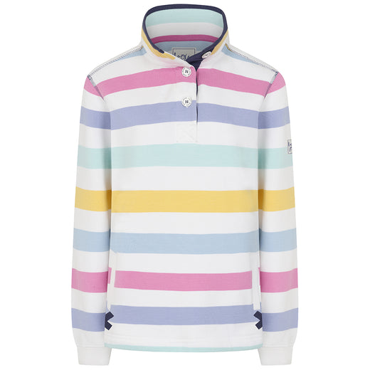 LJ6 - Ladies Striped Button Neck Sweatshirt - Watercolours