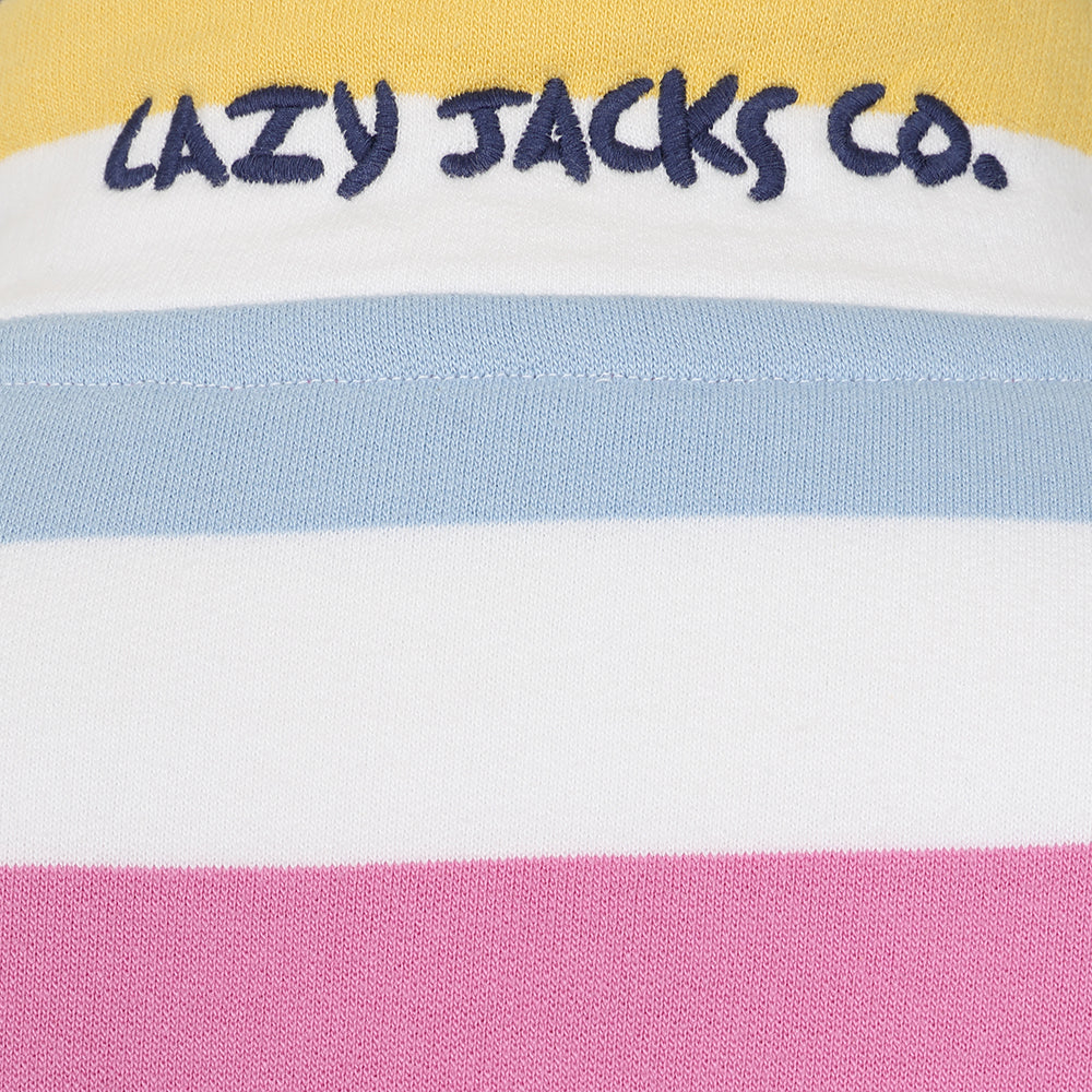 LJ6 - Ladies Striped Button Neck Sweatshirt - Watercolours