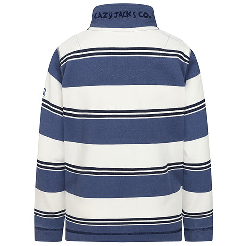 LJ700SC - Boy's Striped 1/4 Zip Pique Sweatshirt - Denim