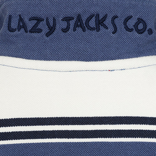 LJ700SC - Boy's Striped 1/4 Zip Pique Sweatshirt - Denim