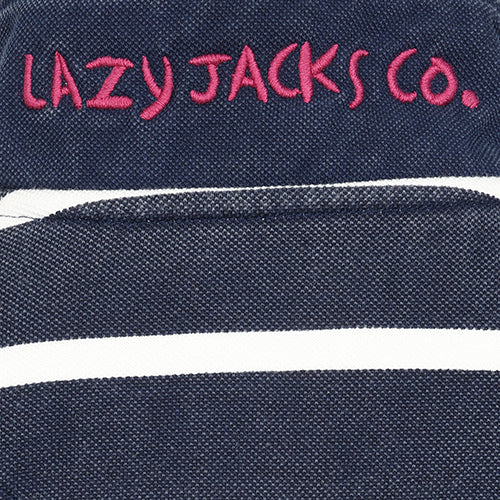 LJ700SC - Boy's Striped 1/4 Zip Pique Sweatshirt - Marine