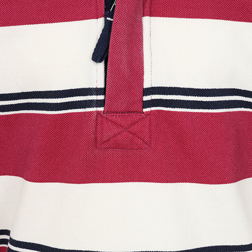 LJ700SC - Boy's Striped 1/4 Zip Pique Sweatshirt - Rouge