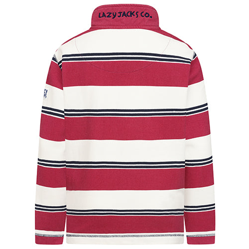 LJ700SC - Boy's Striped 1/4 Zip Pique Sweatshirt - Rouge