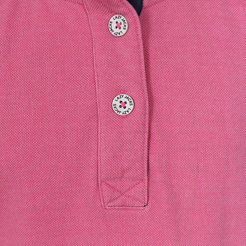 LJ301C - Girls Pique Button Neck Sweatshirt - Salmon