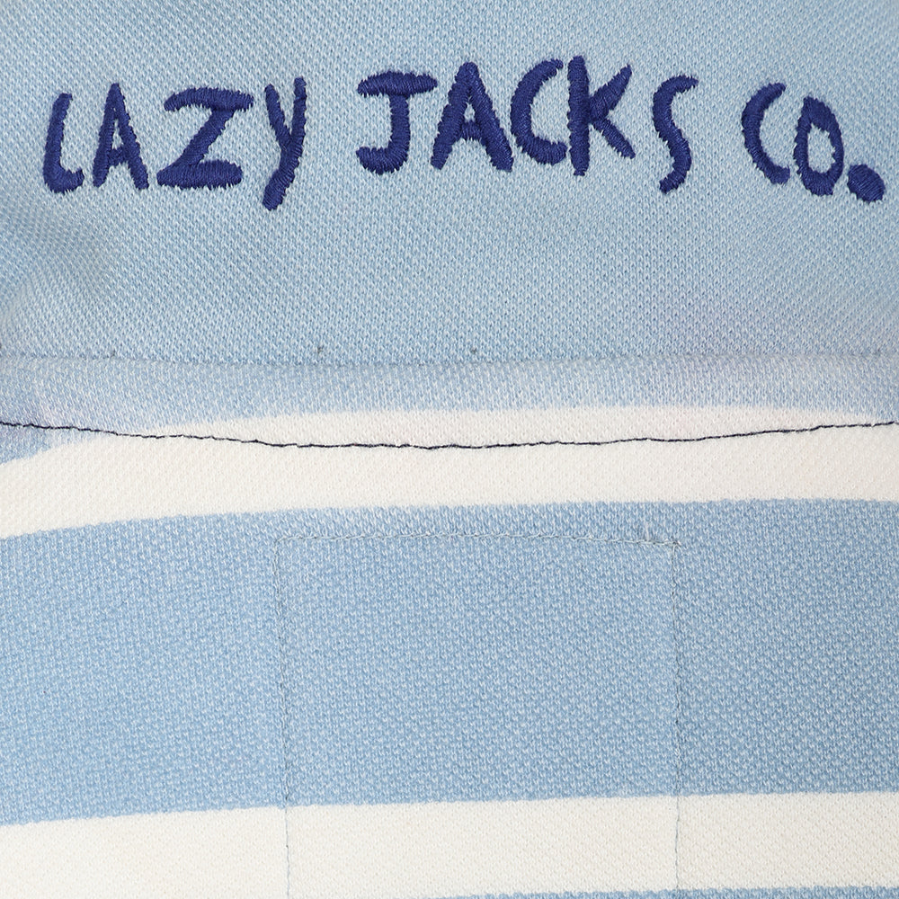 LJ700SC - Boys Striped 1/4 Zip Pique Sweatshirt - Sky