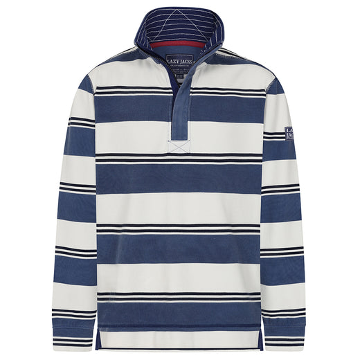 LJ700S - Mens Striped 1/4 Zip Pique Sweatshirt - Denim