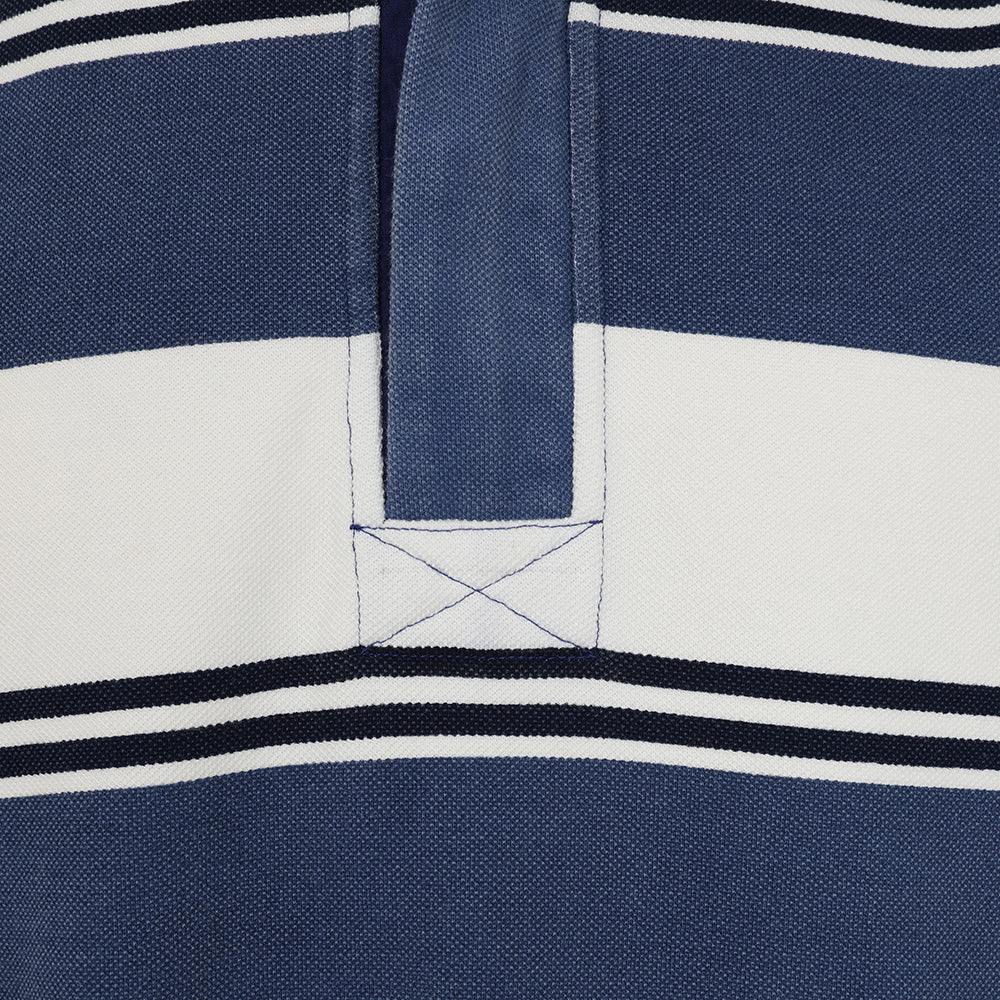 LJ700S - Mens Striped 1/4 Zip Pique Sweatshirt - Denim