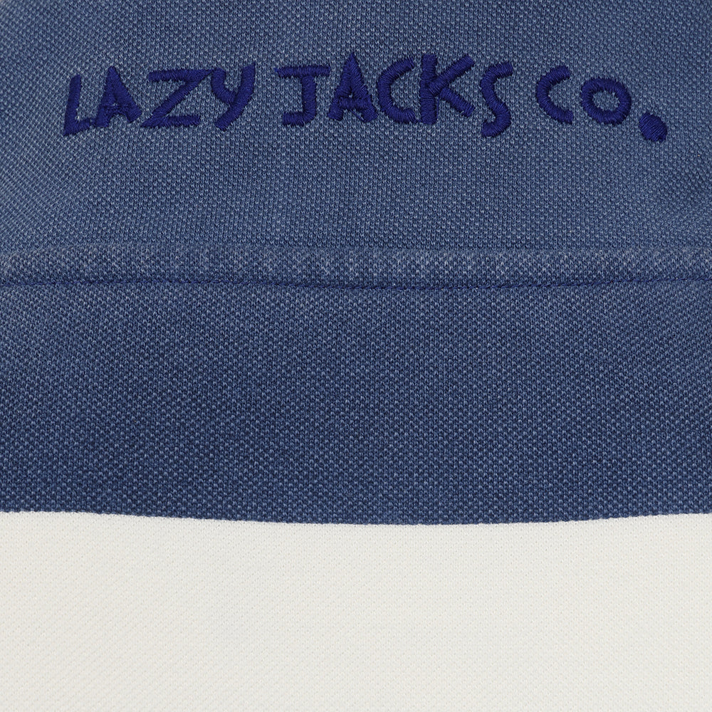 LJ700S - Mens Striped 1/4 Zip Pique Sweatshirt - Denim