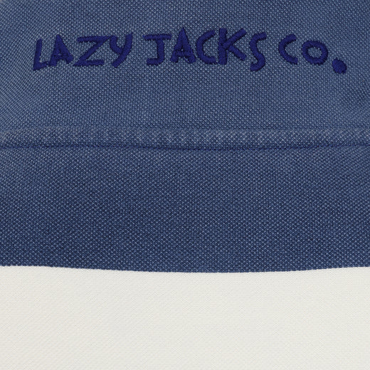 LJ700S - Mens Striped 1/4 Zip Pique Sweatshirt - Denim