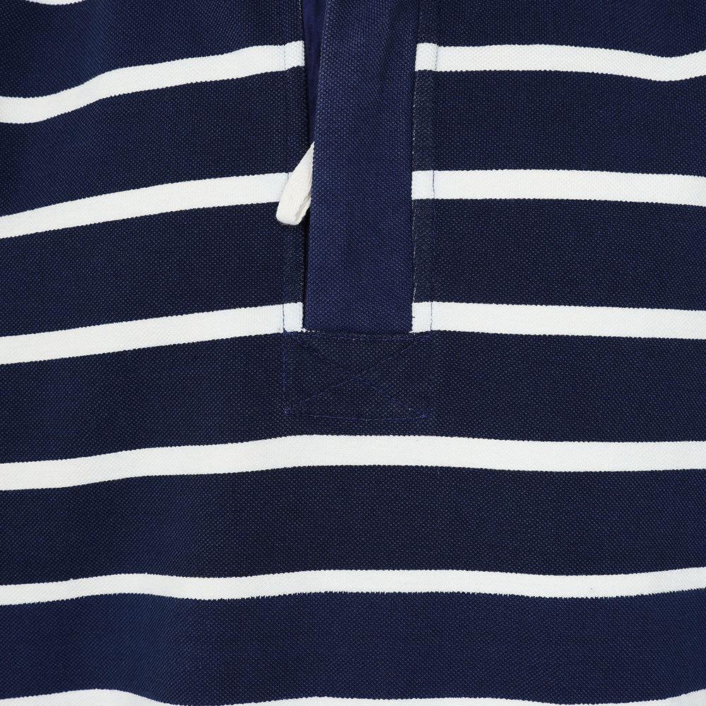LJ700S - Mens Striped 1/4 Zip Pique Sweatshirt - Marine